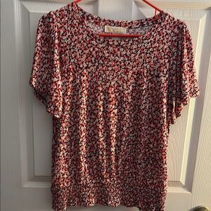 Michael Kors Red Floral Blouse